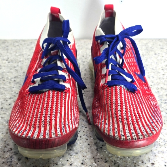 NIKE AIR VAPORMAX FLYKNIT 3 USA OLYMPICS RUNNING RED BLUE CW5585-100 SIZE 10 - Picture 1 of 13